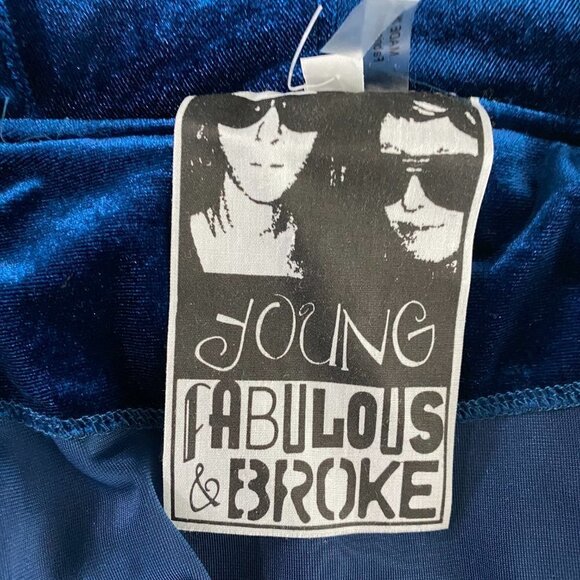 Young Fabulous & Broke Velvet Cardigan Jacket Medium Blue Quilted NWT CJ-1375 - Picture 6 of 10